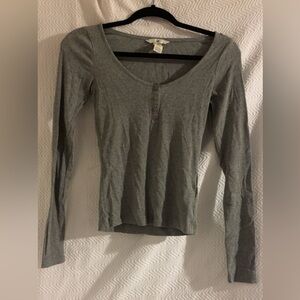 H&M Charcoal Long Sleeve Henley Top